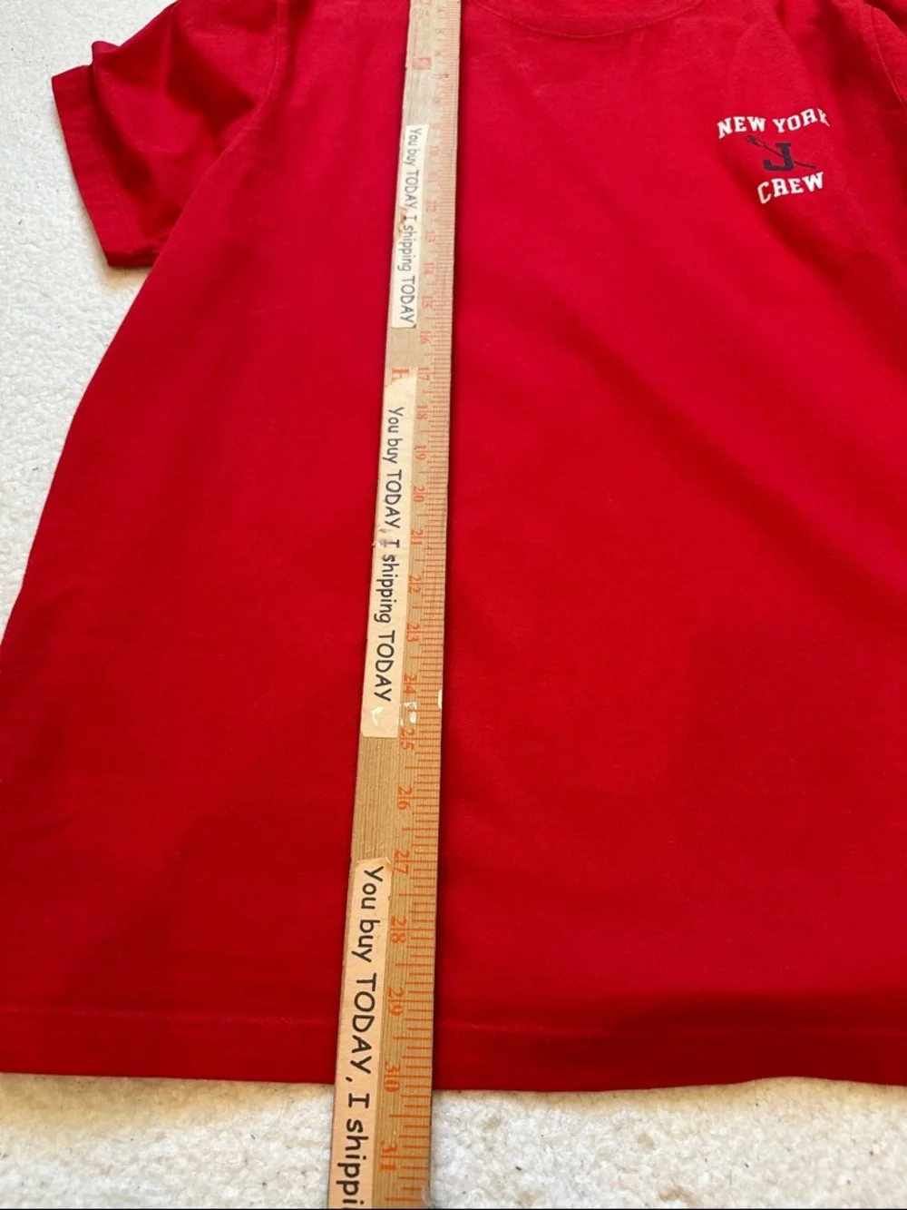 J. Crew Red New York Crew Pocket Logo Tee